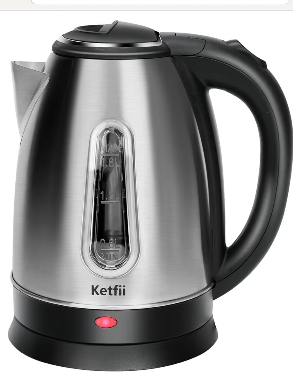 *2538* “7x10” Ketfii Stainless Steel Electric Kettle - Silver & Black - Picture 1 of 16